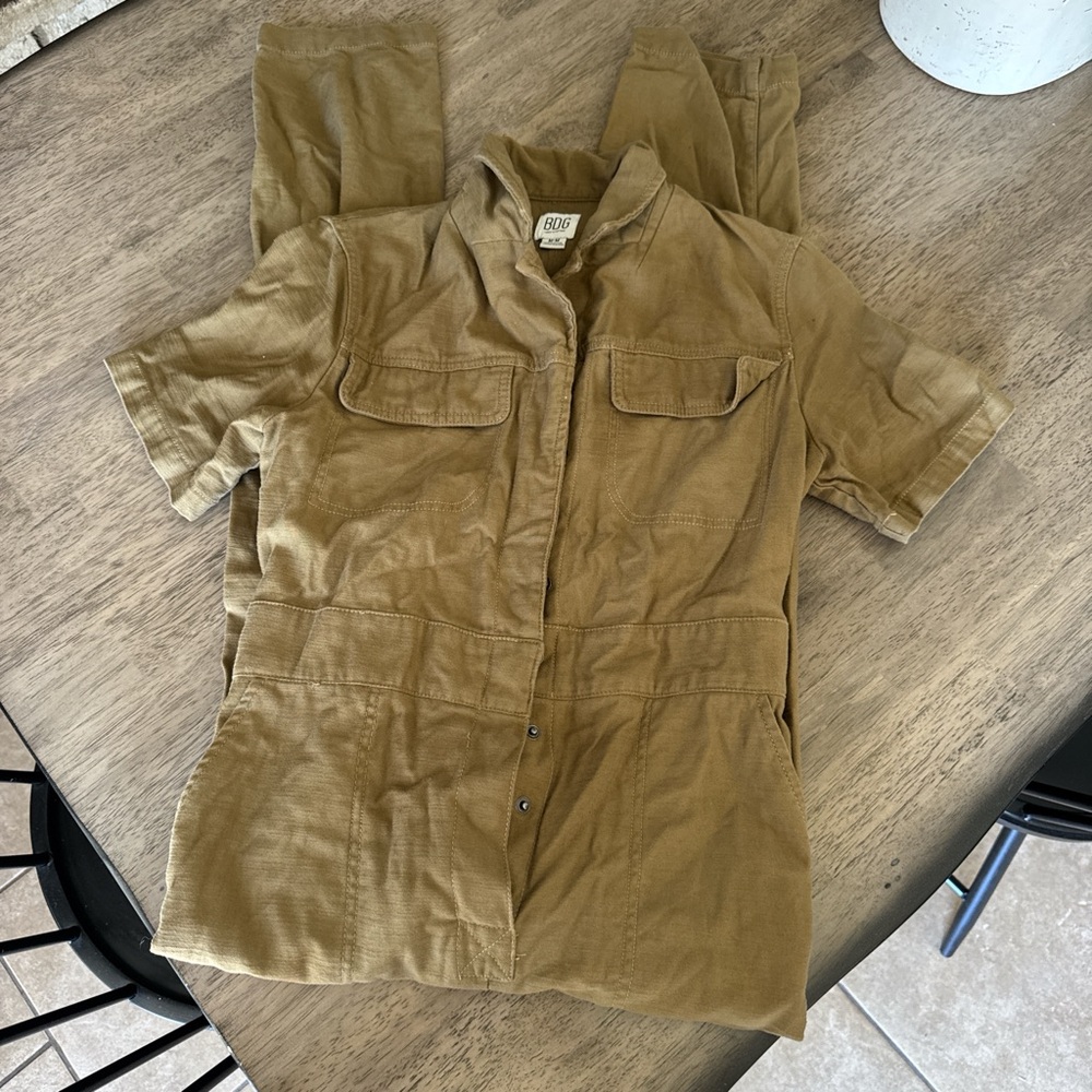 Utility Short Sleeve Jumpsuit in tan